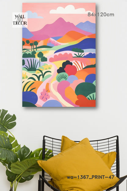 مسار منشوري: تلال متدحرجة متعددة الألوان – لوحة جدارية حديثة بدون إطار