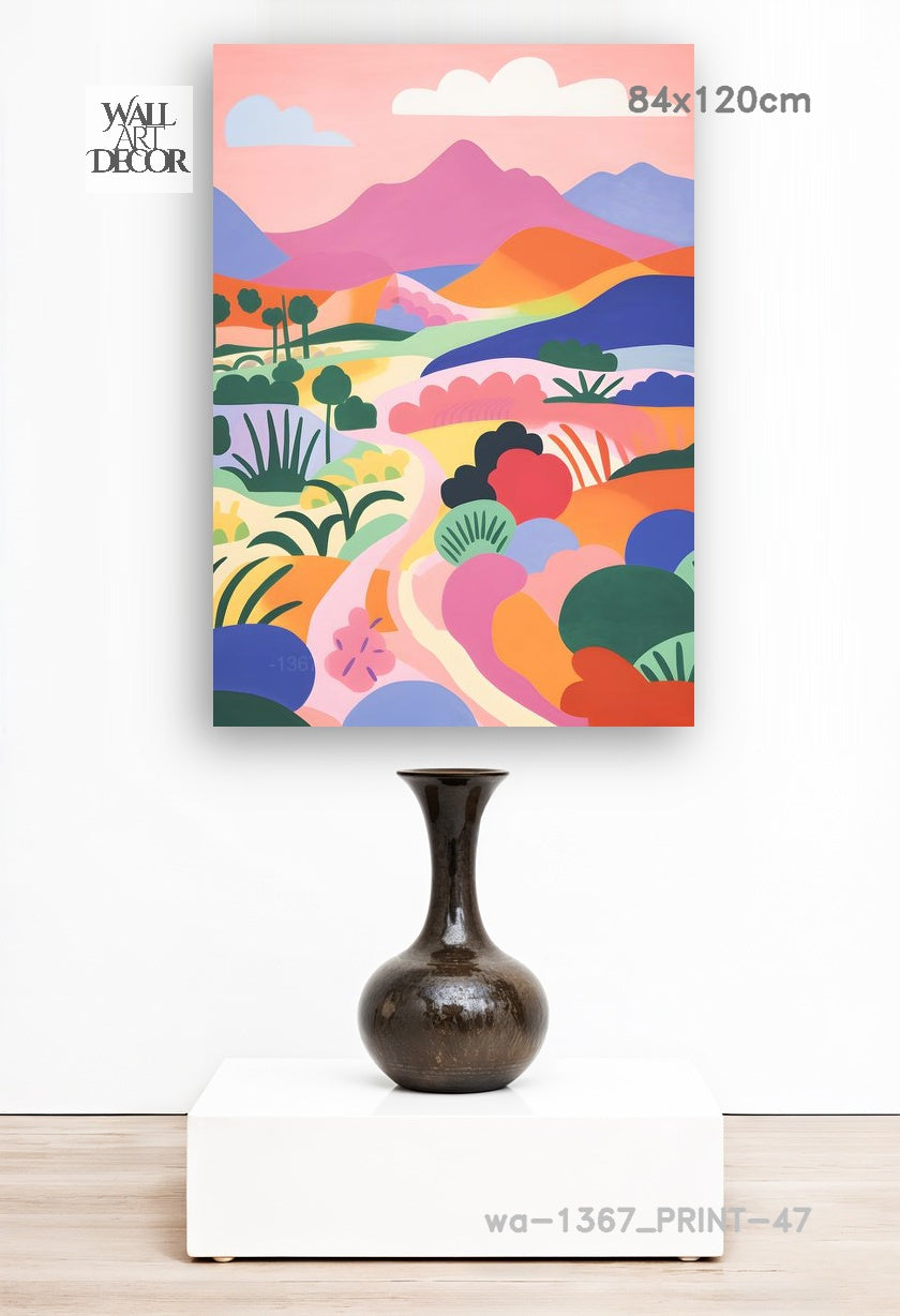 مسار منشوري: تلال متدحرجة متعددة الألوان – لوحة جدارية حديثة بدون إطار