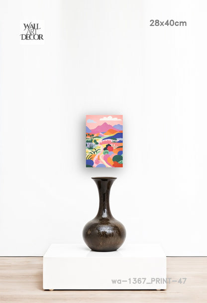 مسار منشوري: تلال متدحرجة متعددة الألوان – لوحة جدارية حديثة بدون إطار