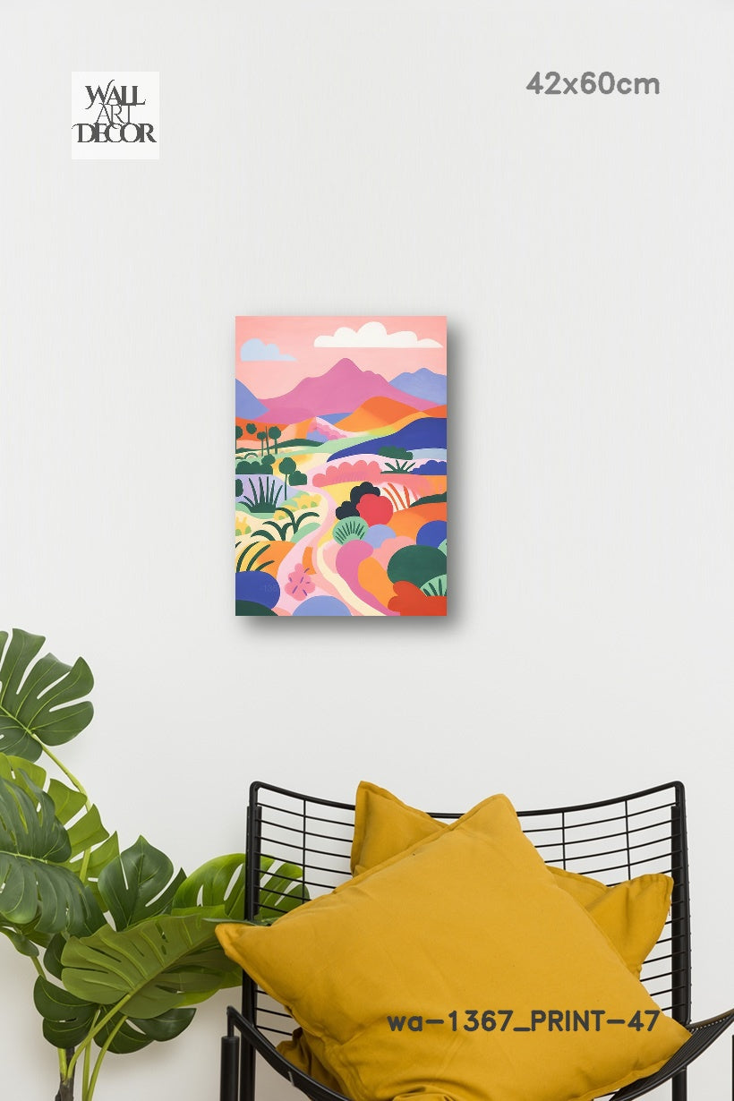 مسار منشوري: تلال متدحرجة متعددة الألوان – لوحة جدارية حديثة بدون إطار