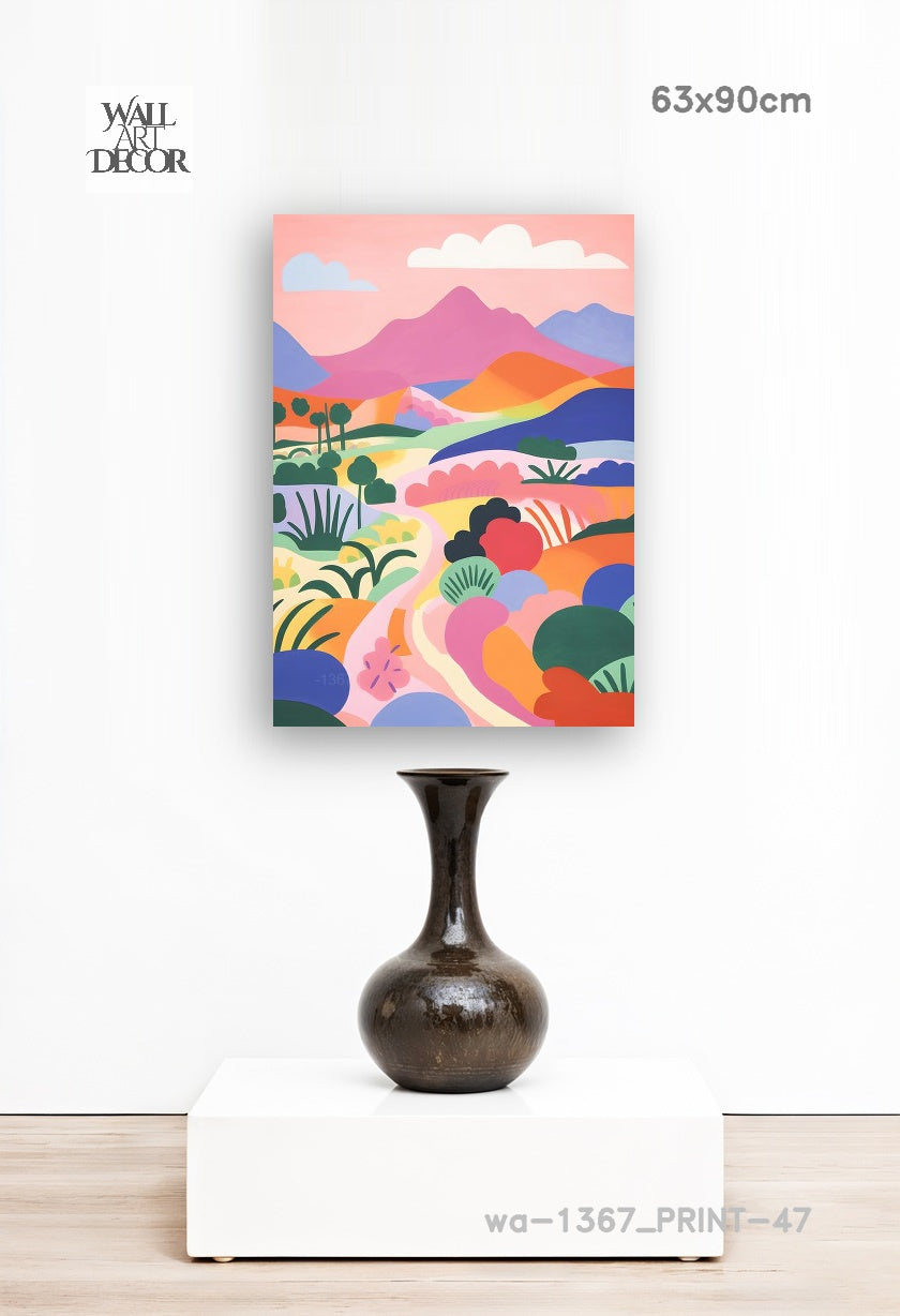 مسار منشوري: تلال متدحرجة متعددة الألوان – لوحة جدارية حديثة بدون إطار