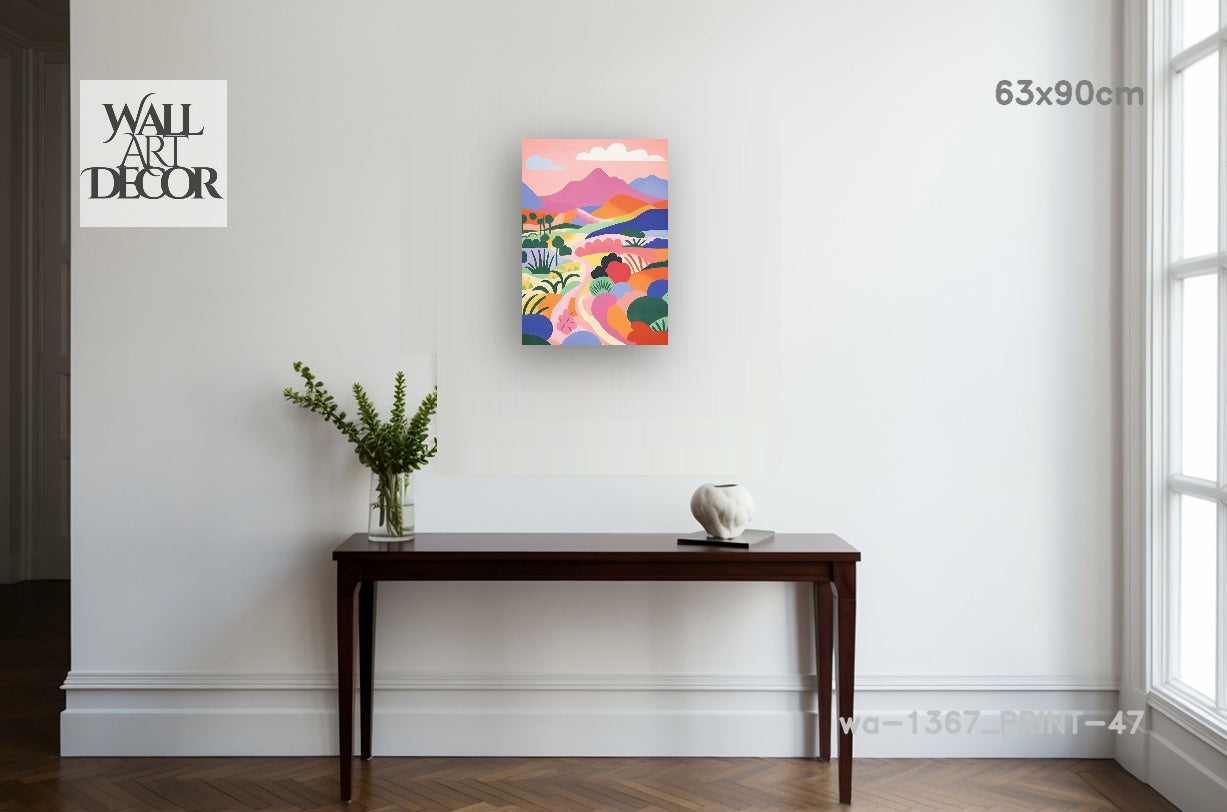 مسار منشوري: تلال متدحرجة متعددة الألوان – لوحة جدارية حديثة بدون إطار