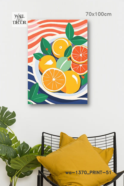 تناغم الحمضيات: حصاد الصيف – لوحة جدارية عصرية بدون إطار