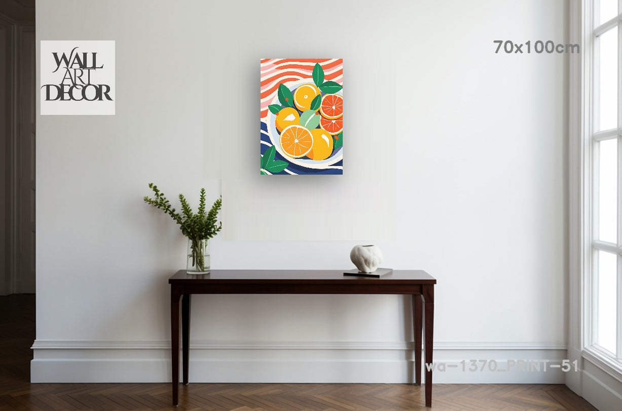 تناغم الحمضيات: حصاد الصيف – لوحة جدارية عصرية بدون إطار