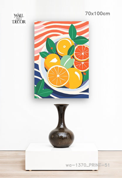 تناغم الحمضيات: حصاد الصيف – لوحة جدارية عصرية بدون إطار