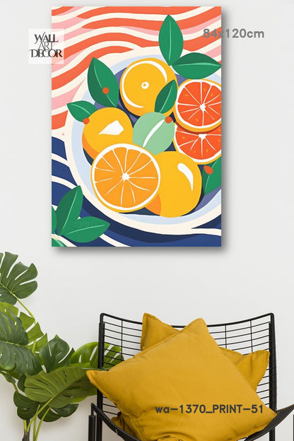 تناغم الحمضيات: حصاد الصيف – لوحة جدارية عصرية بدون إطار