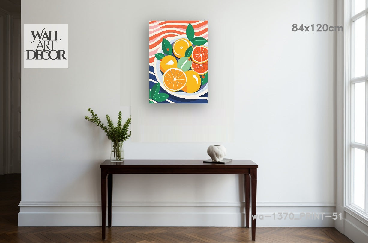 تناغم الحمضيات: حصاد الصيف – لوحة جدارية عصرية بدون إطار