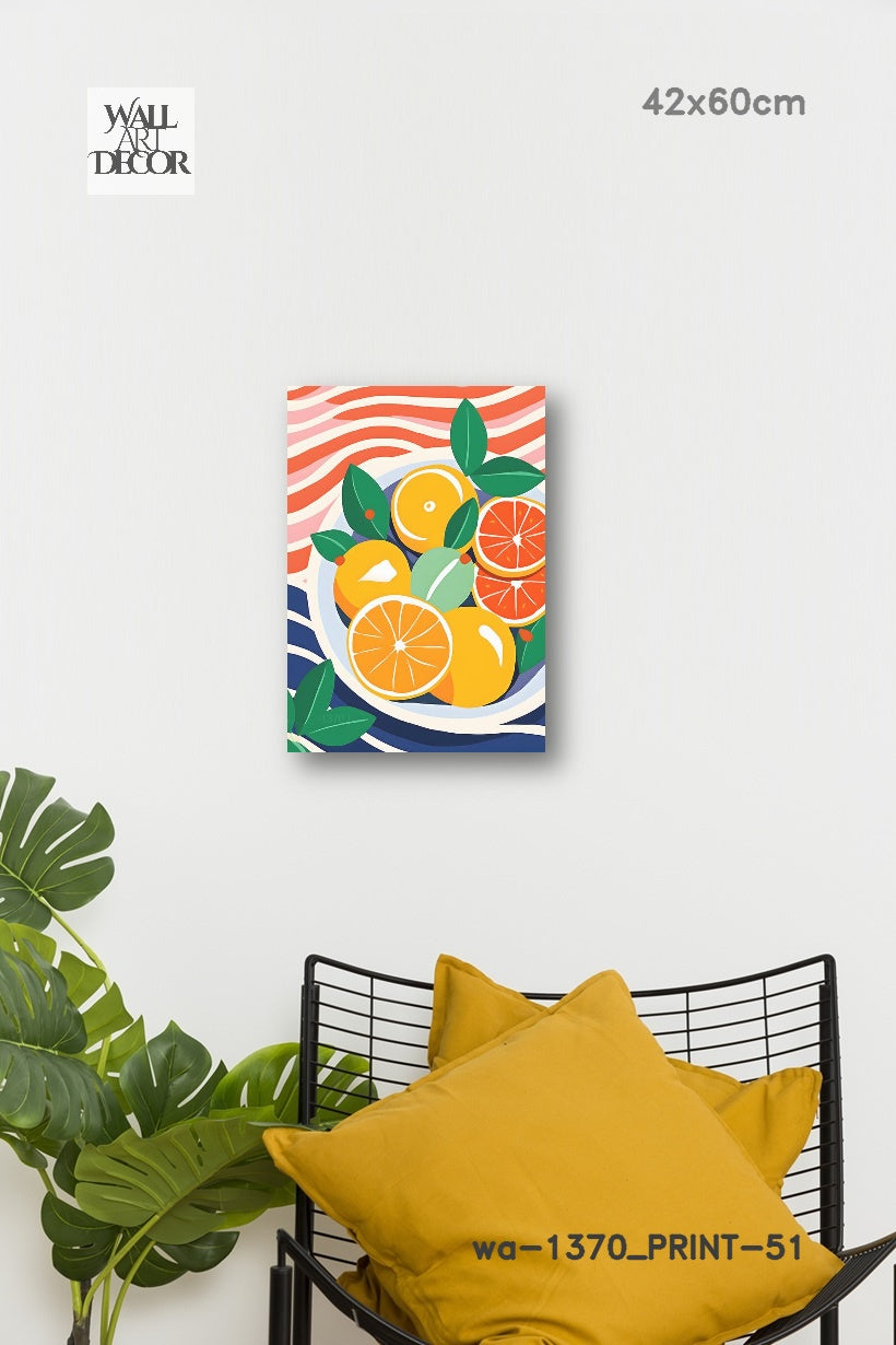 تناغم الحمضيات: حصاد الصيف – لوحة جدارية عصرية بدون إطار