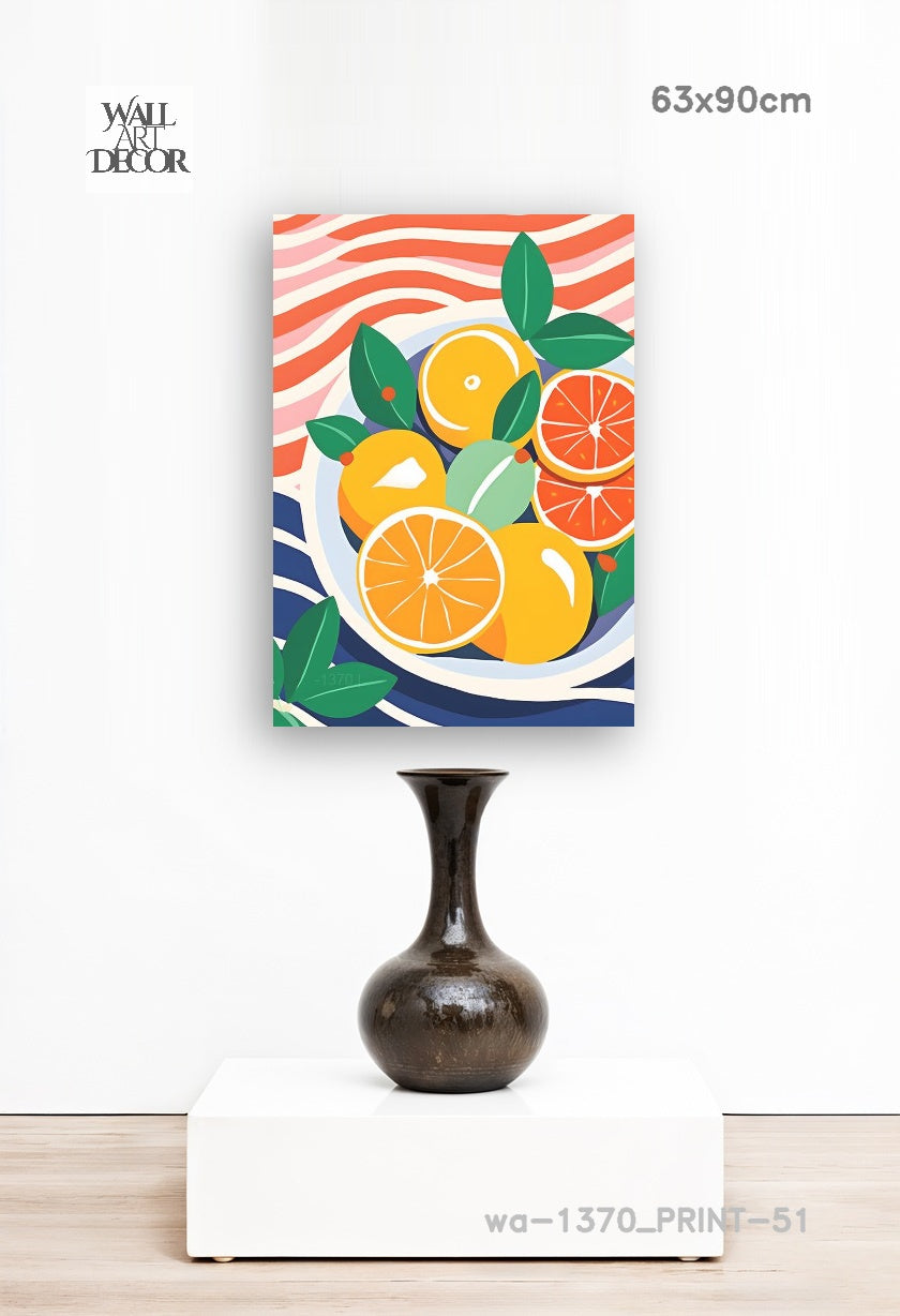 تناغم الحمضيات: حصاد الصيف – لوحة جدارية عصرية بدون إطار