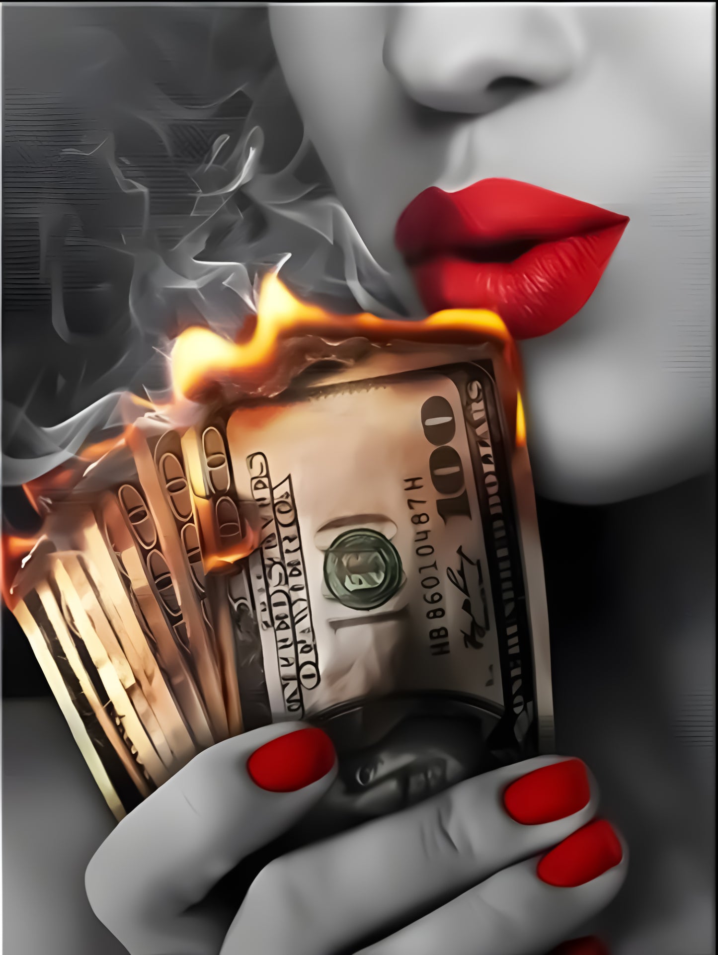 Red Lips Canvas Painting – Modern Wall Art for Bold Spaces  Plexiglass Wall Print