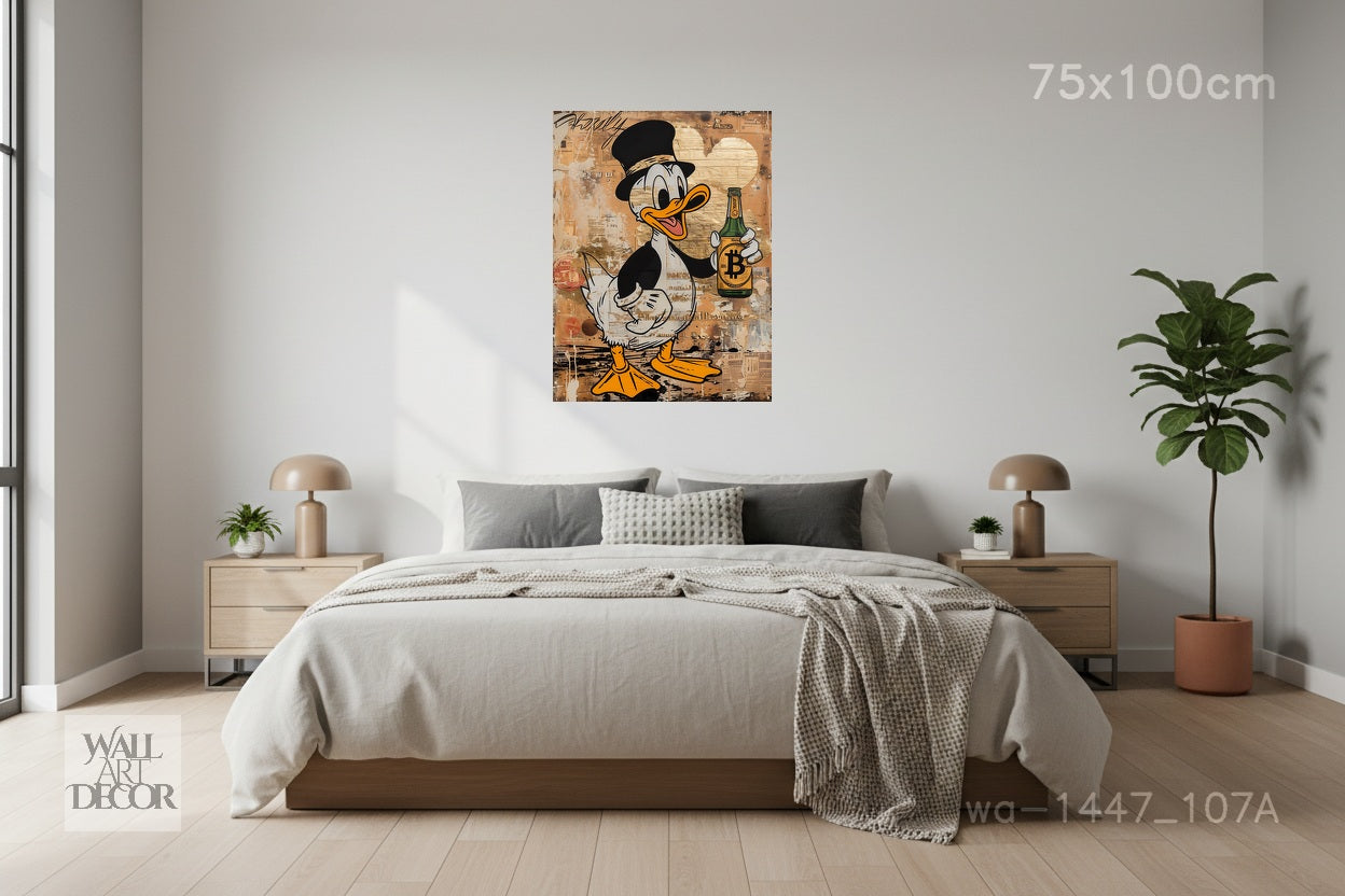 ملياردير البيتكوين: بطة العملات الرقمية - لوحة جدارية عصرية بدون إطار