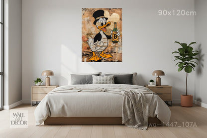 ملياردير البيتكوين: بطة العملات الرقمية - لوحة جدارية عصرية بدون إطار