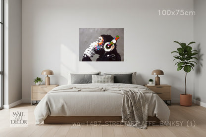 لحن العقل: شمبانزي فن الشارع – فن جداري حديث بدون إطار