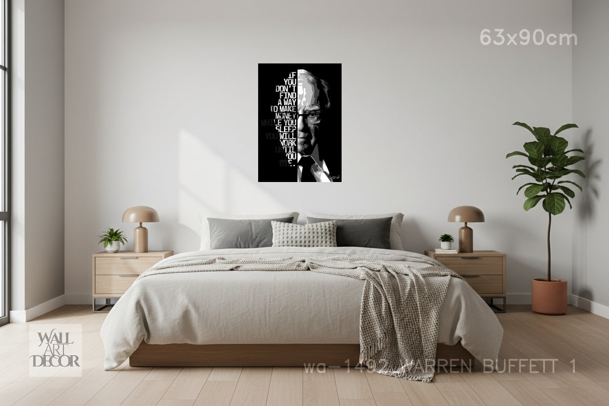حكمة الثروة: وارن بافيت - لوحة جدارية عصرية بدون إطار بتصميم نصف وجه