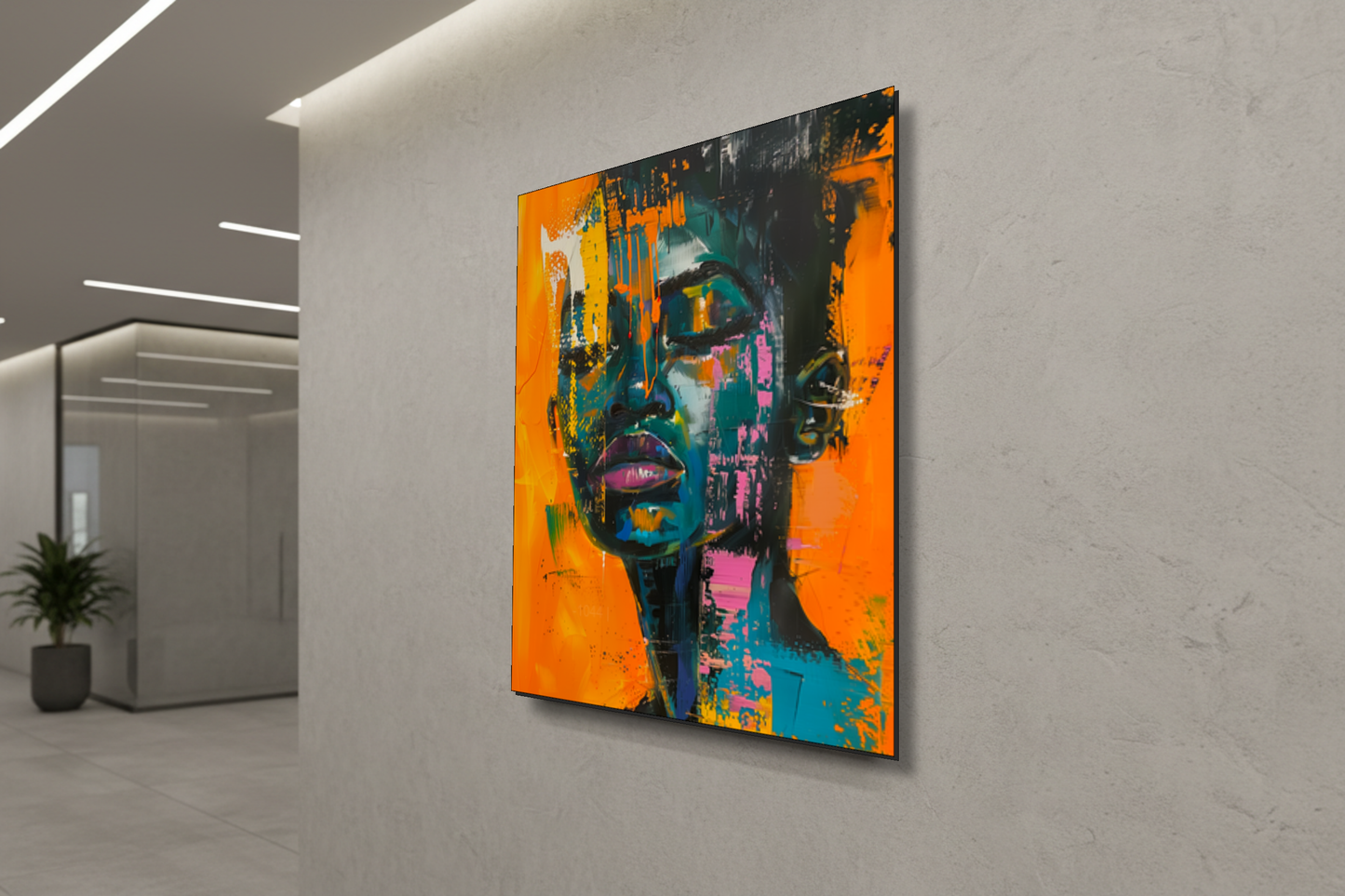 أحلام النيون: رؤية باللونين الأزرق المخضر والأصفر الداكن - لوحات جدارية عصرية بدون إطار