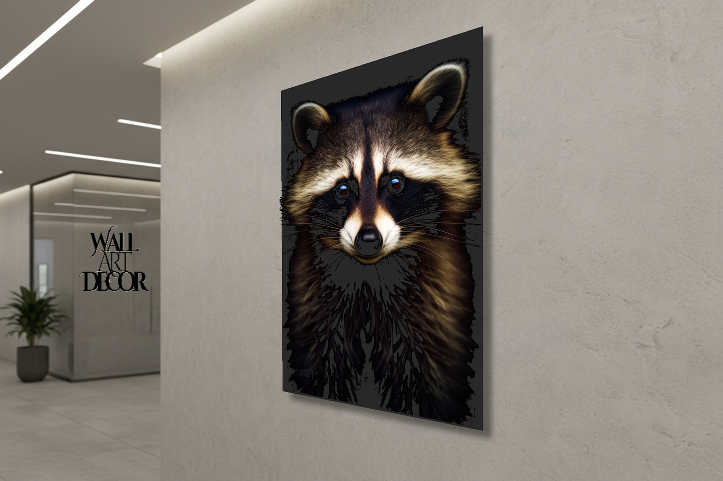 لص منتصف الليل: صورة مهيبة لراكون | ديكور عصري بدون إطار