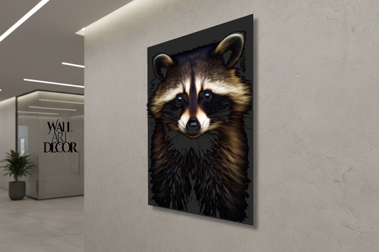 لص منتصف الليل: صورة مهيبة لراكون | ديكور عصري بدون إطار