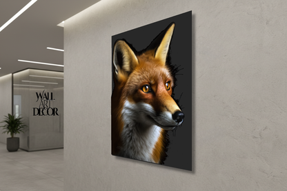 الأفق الذهبي: صورة جانبية للثعلب الأحمر - لوحة جدارية عصرية بدون إطار