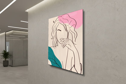 إلهام أثيري: فن الخطوط الأنثوية التجريدي - لوحة جدارية حديثة بدون إطار