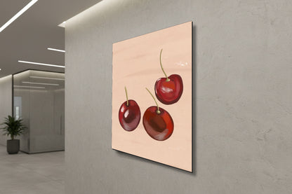 تناغم نباتي: كرز أحمر بالألوان المائية - لوحة جدارية عصرية بدون إطار