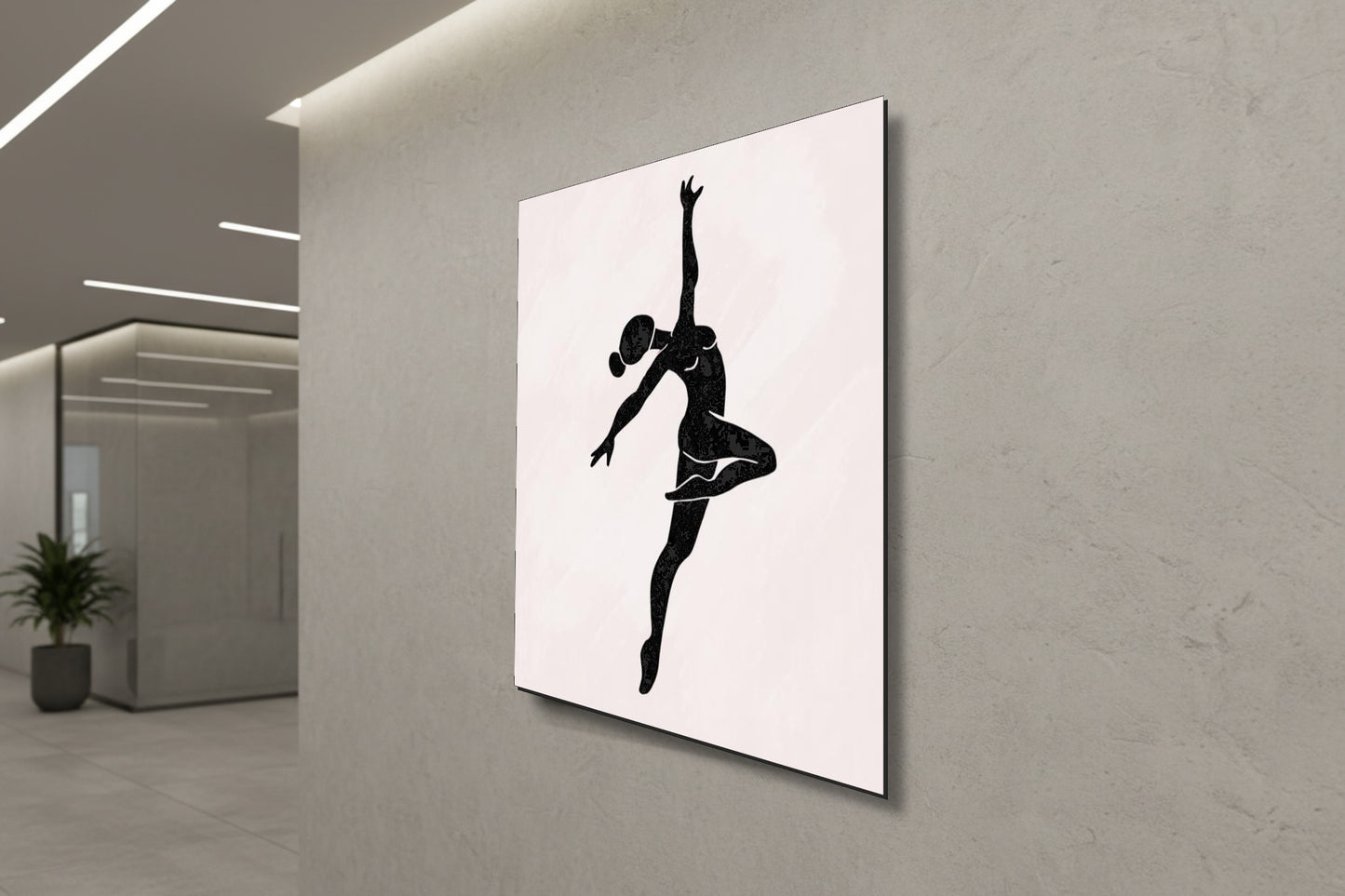 رشاقة في الحركة: صورة ظلية لراقصة بأسلوب بسيط - لوحة جدارية عصرية بدون إطار