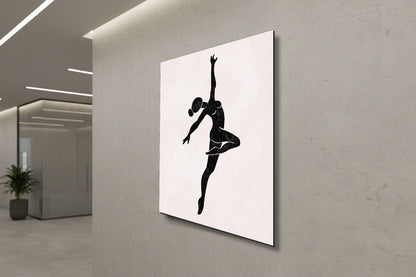 رشاقة في الحركة: صورة ظلية لراقصة بأسلوب بسيط - لوحة جدارية عصرية بدون إطار