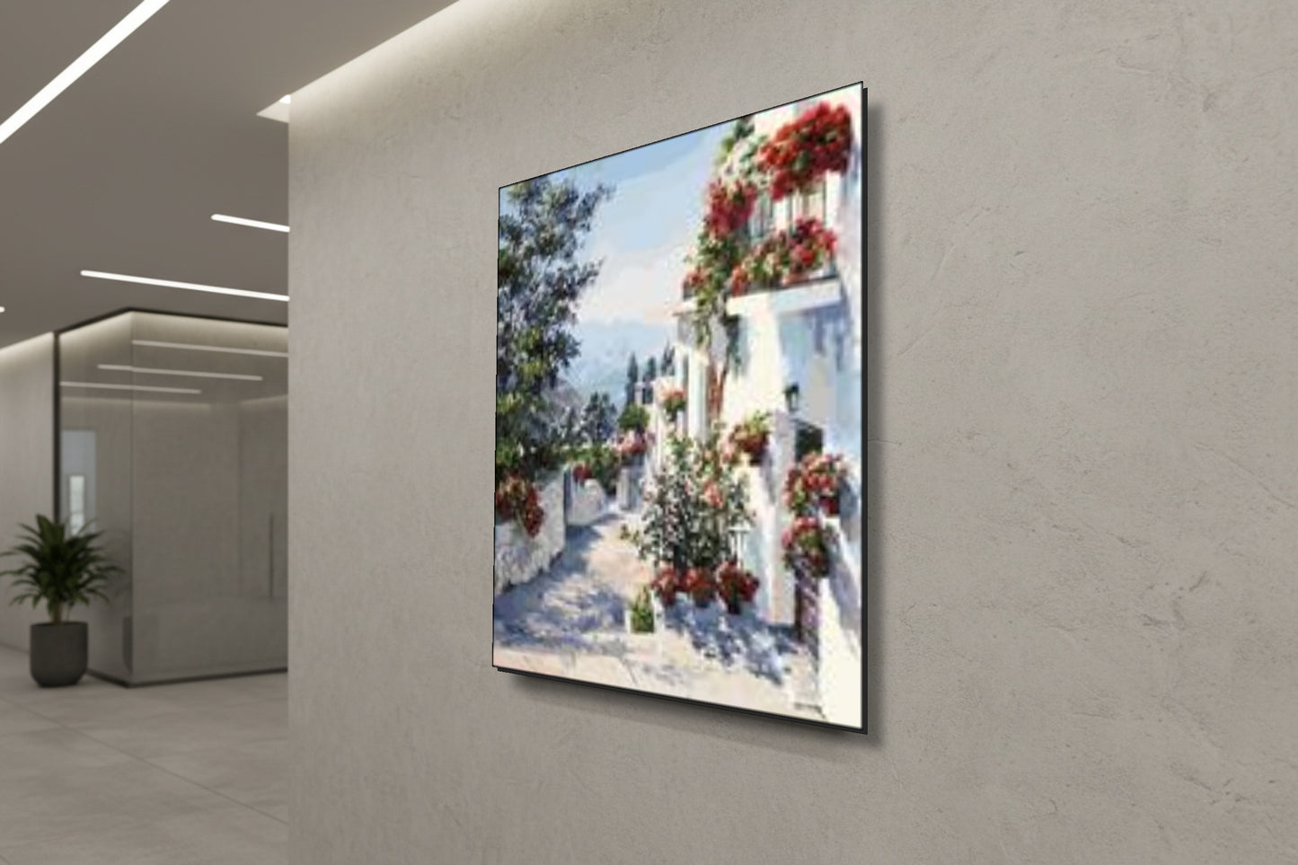 صفاء أزرق: درب البحر الأبيض المتوسط ​​المشمس - لوحة جدارية عصرية بدون إطار