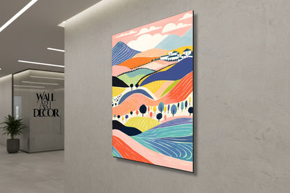 آفاق الباستيل: تلال متدحرجة ساحرة – لوحات جدارية حديثة بدون إطار