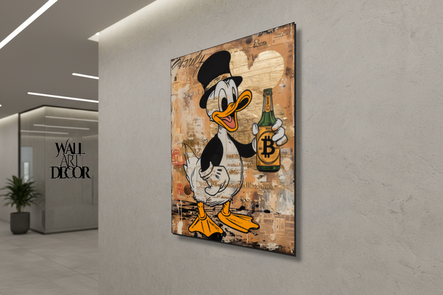 ملياردير البيتكوين: بطة العملات الرقمية - لوحة جدارية عصرية بدون إطار