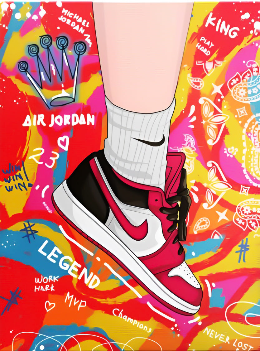 “Work Hard, Play Hard” Sneaker Art – Plexiglass Wall Print