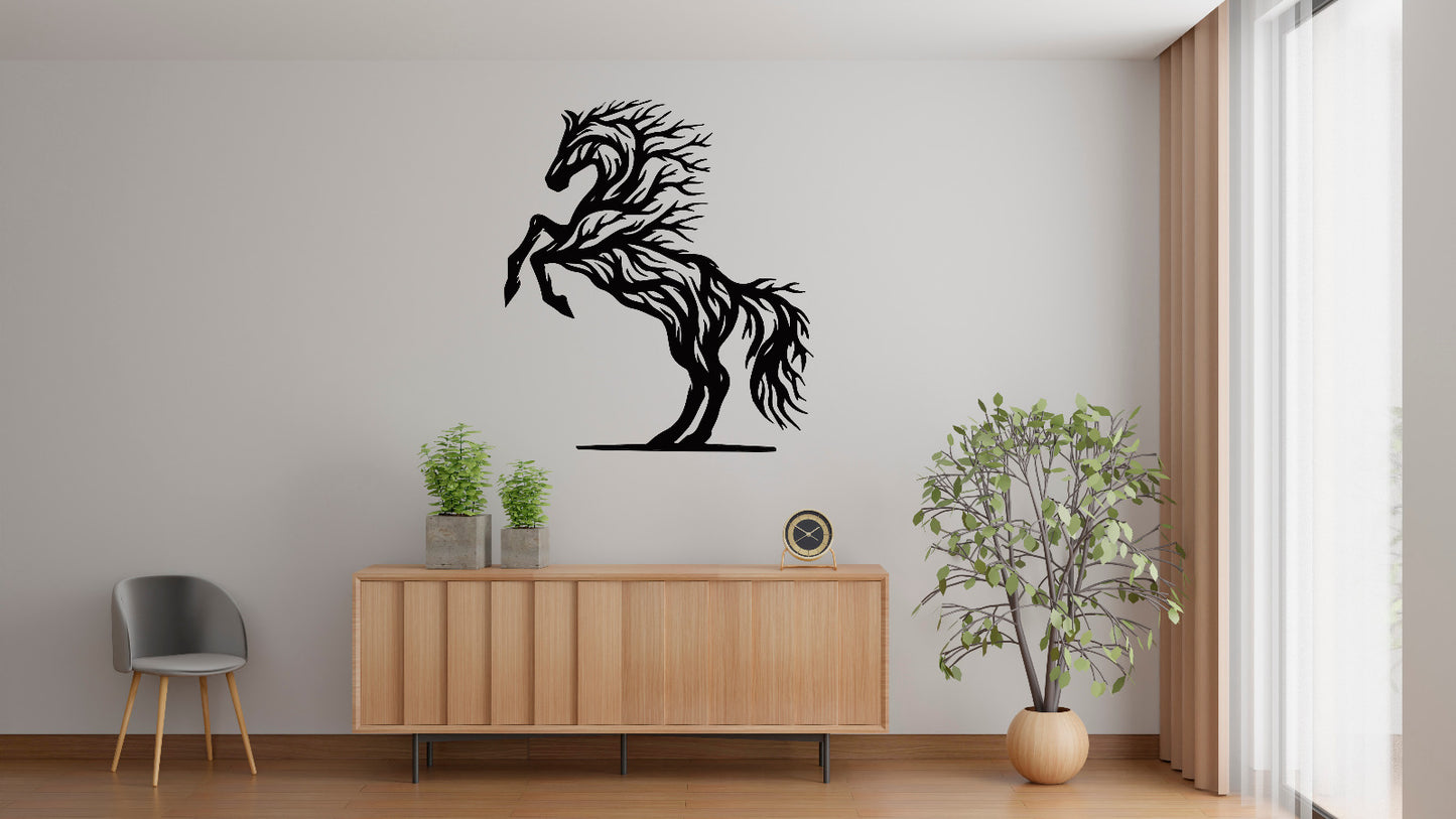 Hairy Full Horse Black Acrylic Laser Cut Wall Art