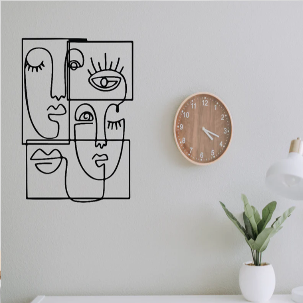 Human Faces Black Acrylic Wall Art Decor
