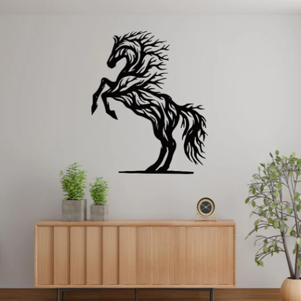 Hairy Full Horse Black Acrylic Laser Cut Wall Art