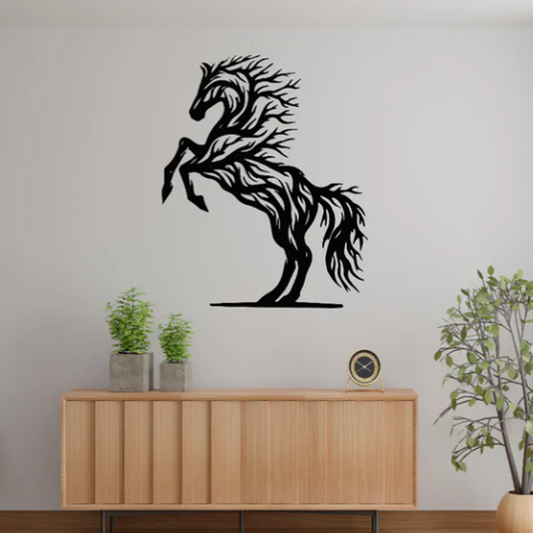 Hairy Full Horse Black Acrylic Laser Cut Wall Art