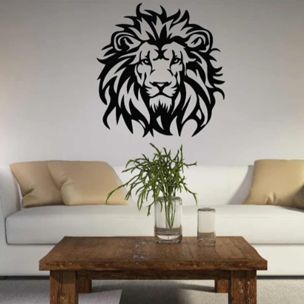 Lion Face – Black Acrylic Laser Cut Wall Art