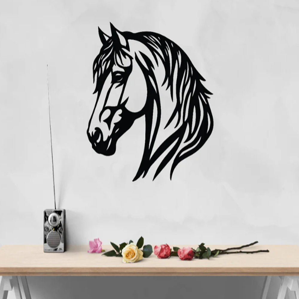 Hairy Horse Face – Black Acrylic Laser Cut Wall Art